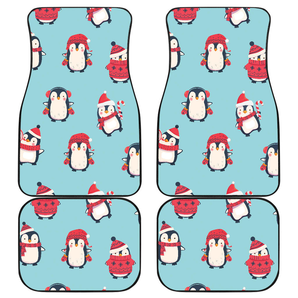 Cute Penguin Christmas  Design Pattern Front And Back Car Mats