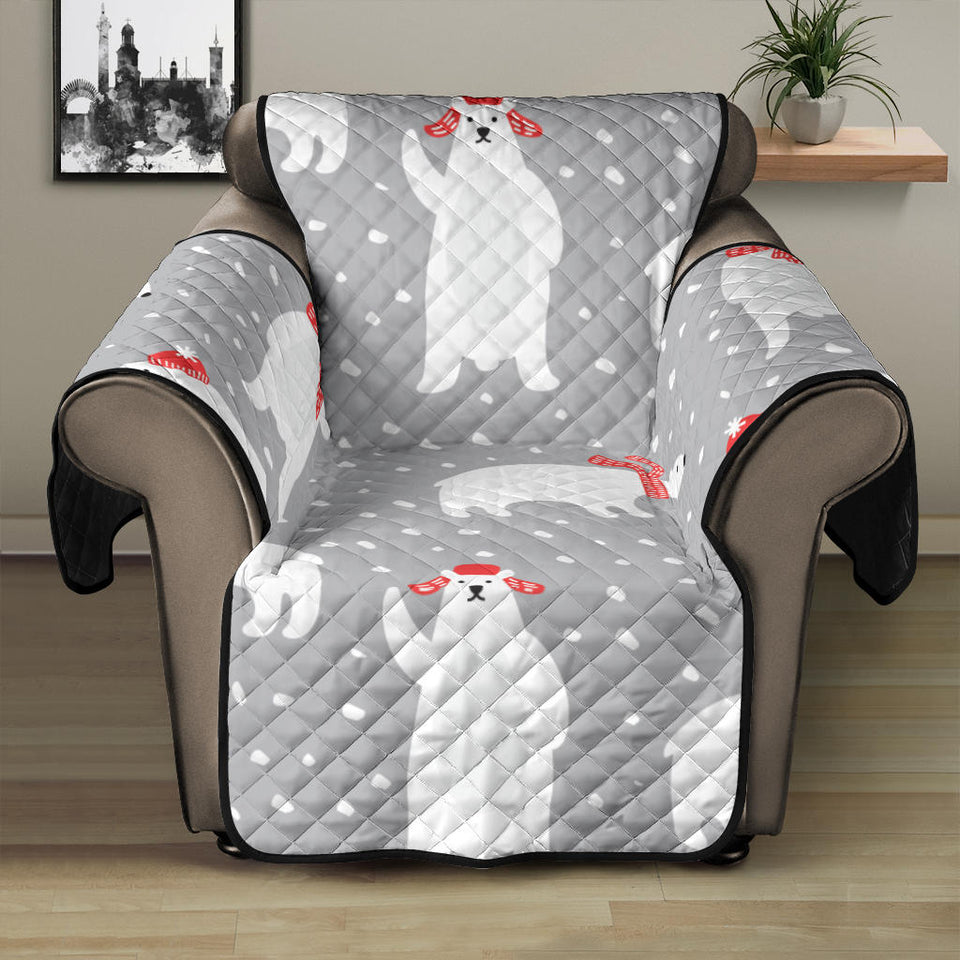 Cute polar bear christmas snow pattern Recliner Cover Protector