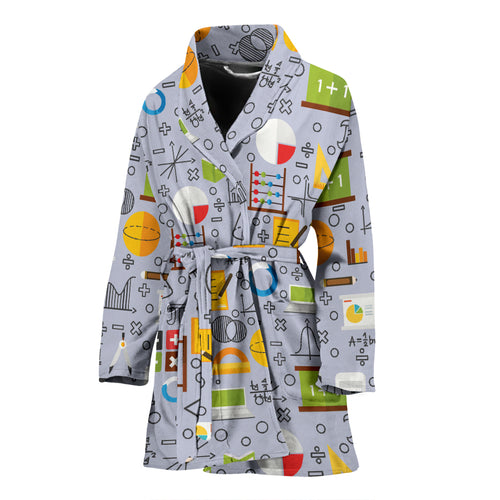 Math Pattern Print Design 04 Women's Bathrobe