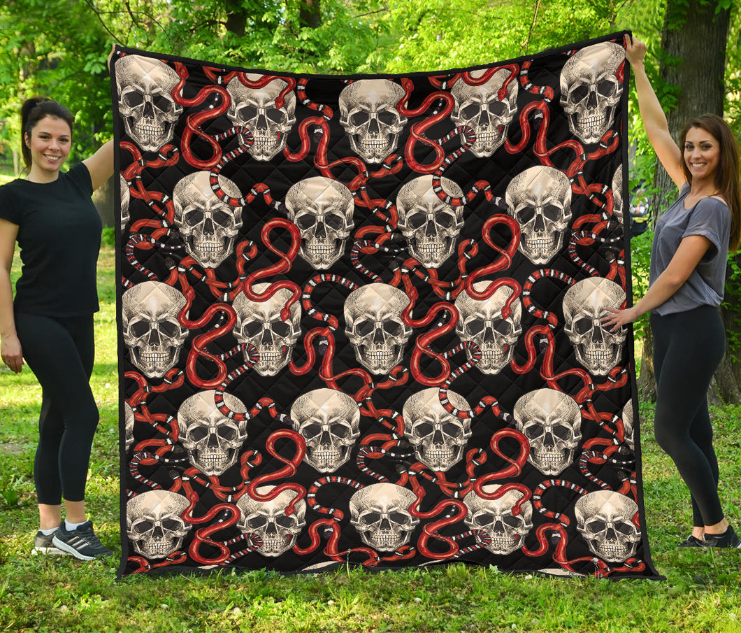 Red Snake Skull Pattern Premium Quilt