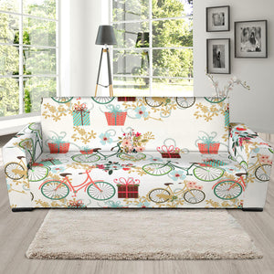 Bicycle Pattern Print Design 05 Sofa Slipcover