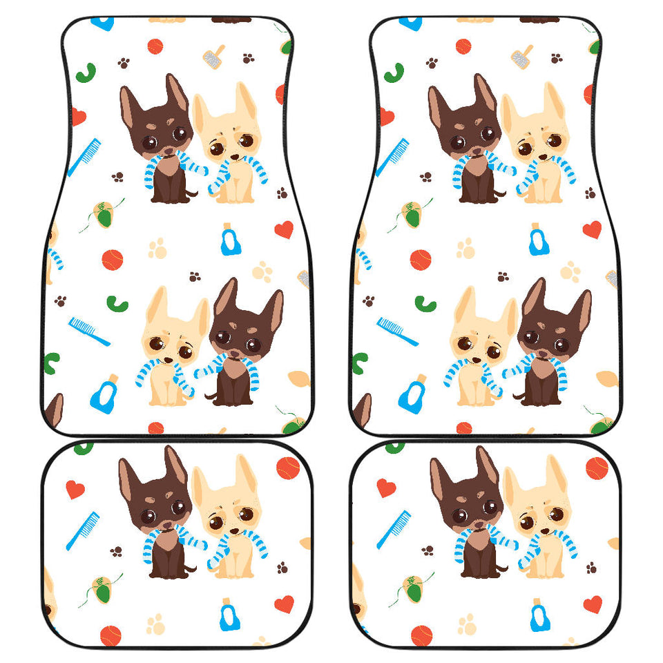 Cute Chihuahua Dog Pattern Front And Back Car Mats
