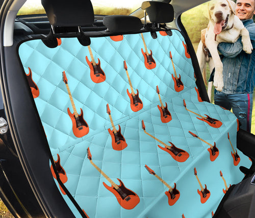 Electric Guitar Pattern Light Blue Background Dog Car Seat Covers
