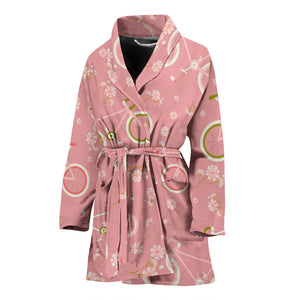 Bicycle Pattern Print Design 02 Women's Bathrobe