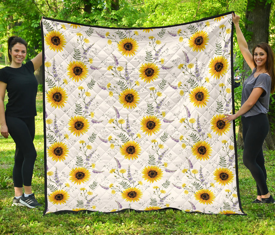 Beautiful Sunflowers Pattern Premium Quilt