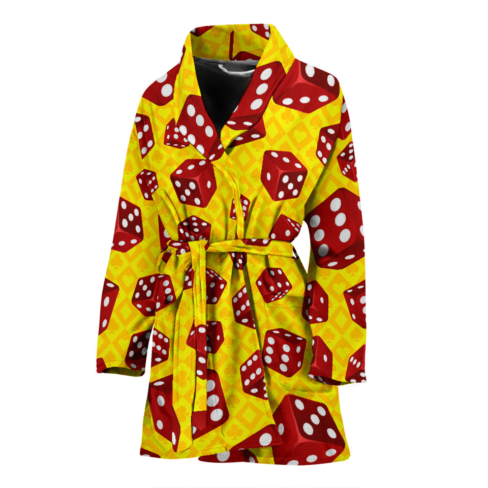 Dice Pattern Print Design 04 Women's Bathrobe