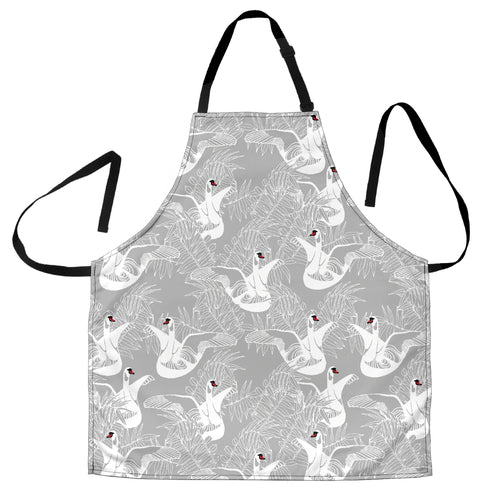 White Swan Gray Background Adjustable Apron