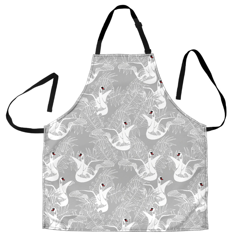 White Swan Gray Background Adjustable Apron