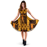 Egypt Hieroglyphics Pattern Print Design 05 Sleeveless Midi Dress