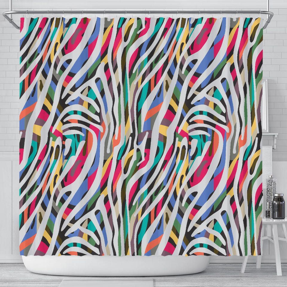 Colorful Zebra Skin Pattern Shower Curtain Fulfilled In US