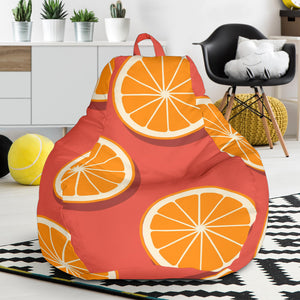 Oranges Pattern Red Background Bean Bag Cover
