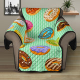 Colorful donut pattern green background Recliner Cover Protector