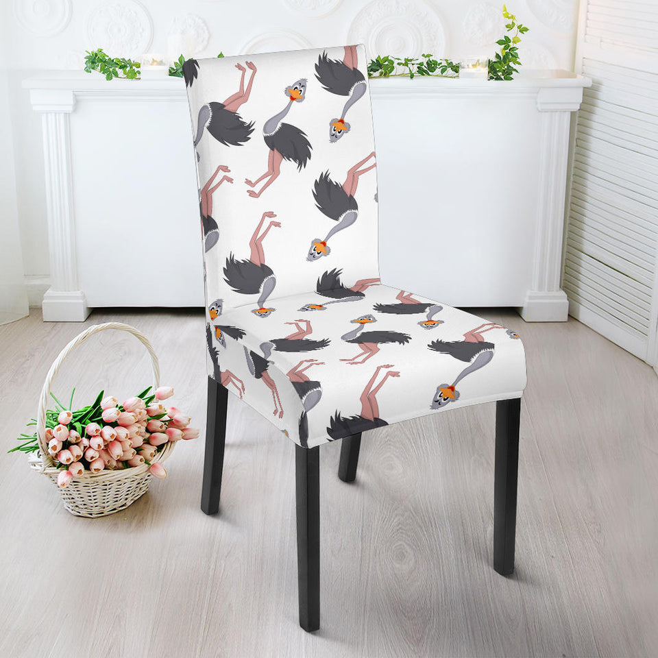 Ostrich Pattern Print Design 02 Dining Chair Slipcover