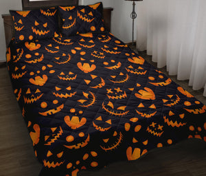 Halloween pattern Pumpkin background Quilt Bed Set