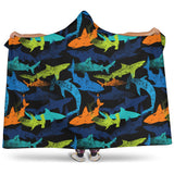 Colorful Shark Hooded Blanket