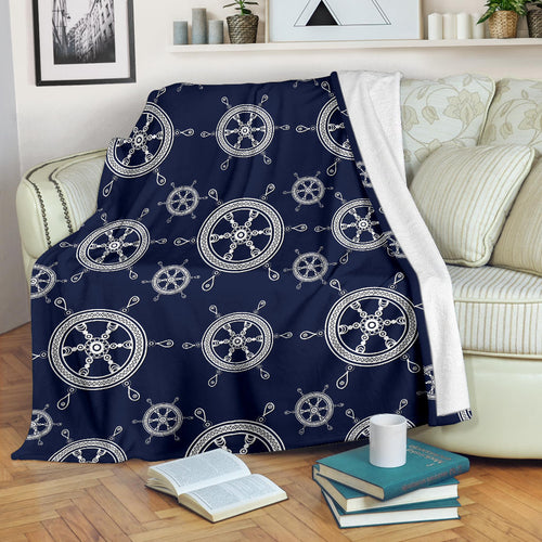 Nautical Steering Wheel Design Pattern Premium Blanket