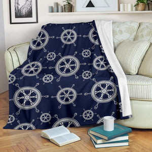 Nautical Steering Wheel Design Pattern Premium Blanket