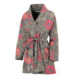 Red Gold Sakura Cherry Blossom Gray Background Women'S Bathrobe