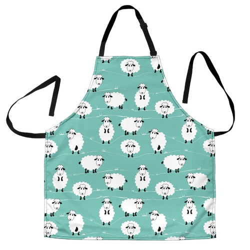 Cute Sheep Green Background Adjustable Apron