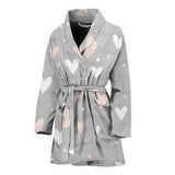Heart Pattern Gray Background Women'S Bathrobe