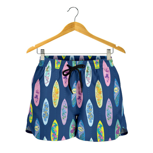 Surfboard Pattern Print Design 03 Women Shorts