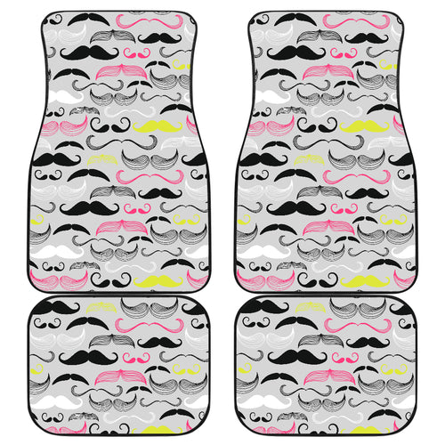Mustache Beard Pattern Print Design 02 Front and Back Car Mats