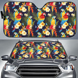 Colorful Parrot Flower Pattern Car Sun Shade