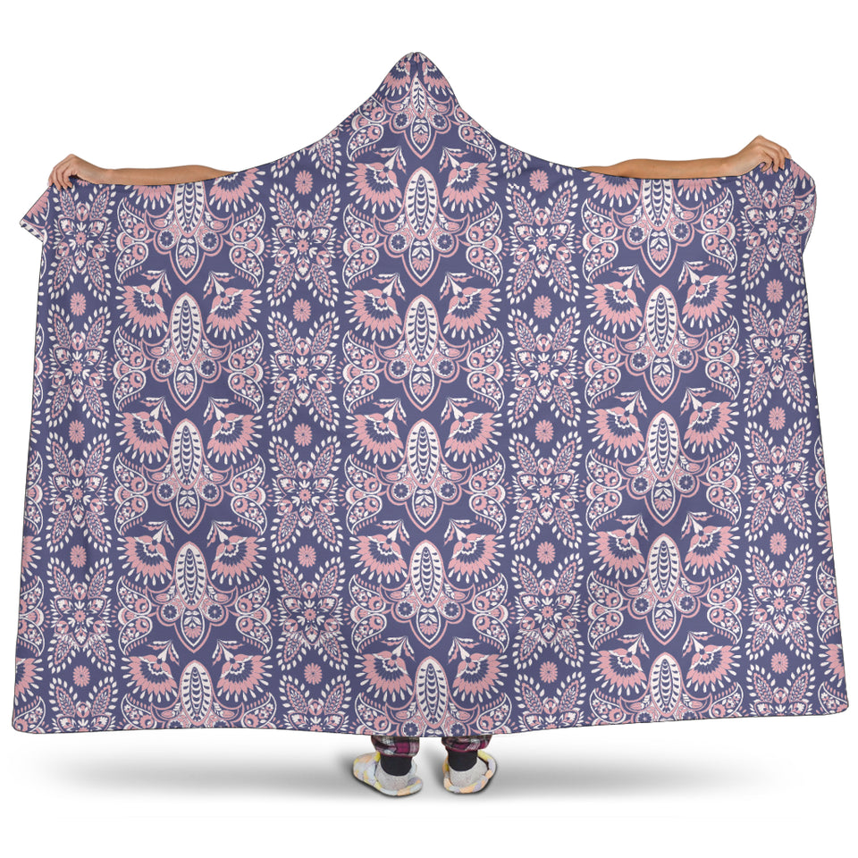 Indian Batik Style Pattern Hooded Blanket