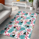 Toucan Tropical Flower Leave Pattern Area Rug