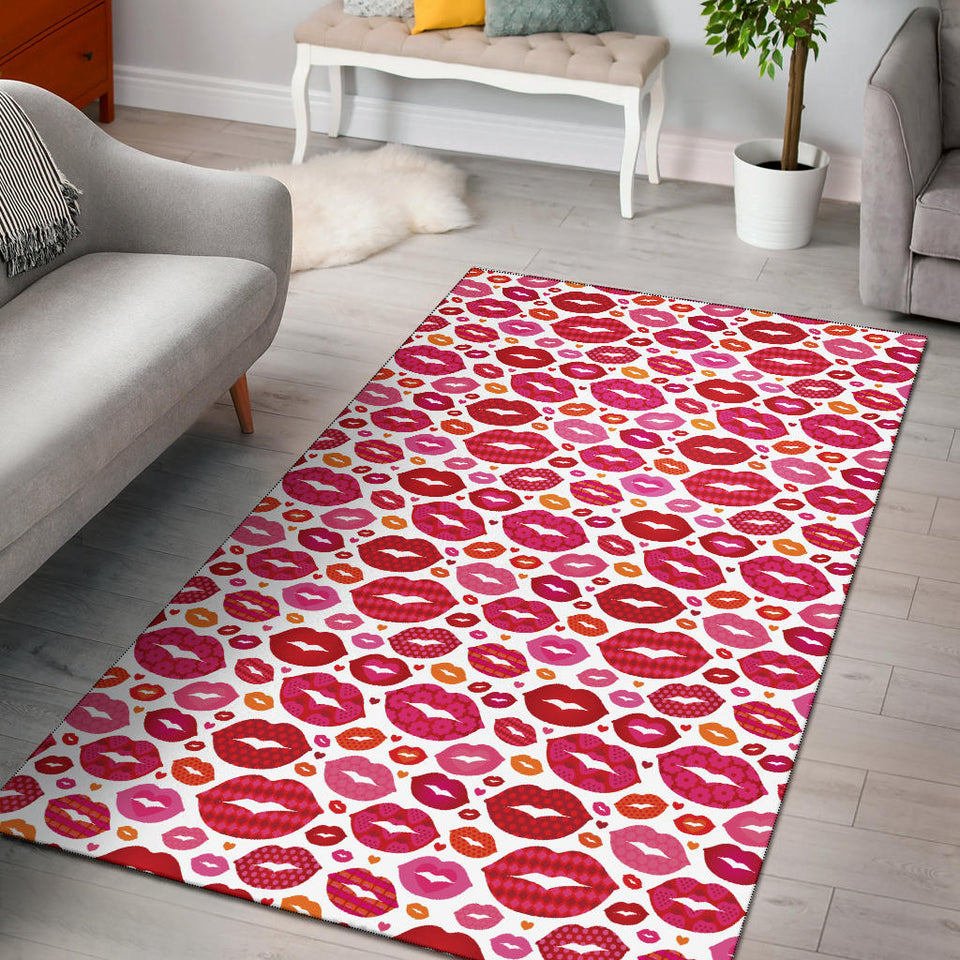 Lips Pattern Print Design 01 Area Rug