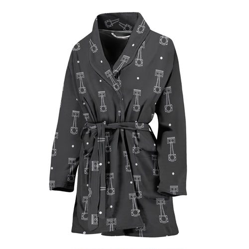 Engine Piston Black Background Pattern Print Design 02 Women's Bathrobe