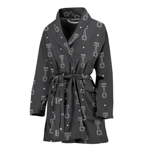 Engine Piston Black Background Pattern Print Design 02 Women's Bathrobe