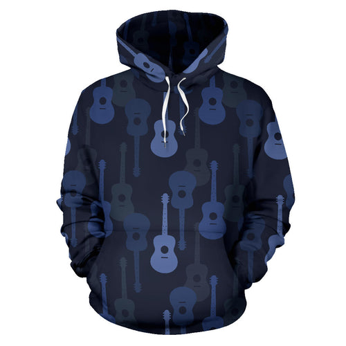 Blue Theme Guitar Pattern Men Women Pullover Hoodie