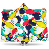 Watercolor Bowling Ball Pins Hooded Blanket
