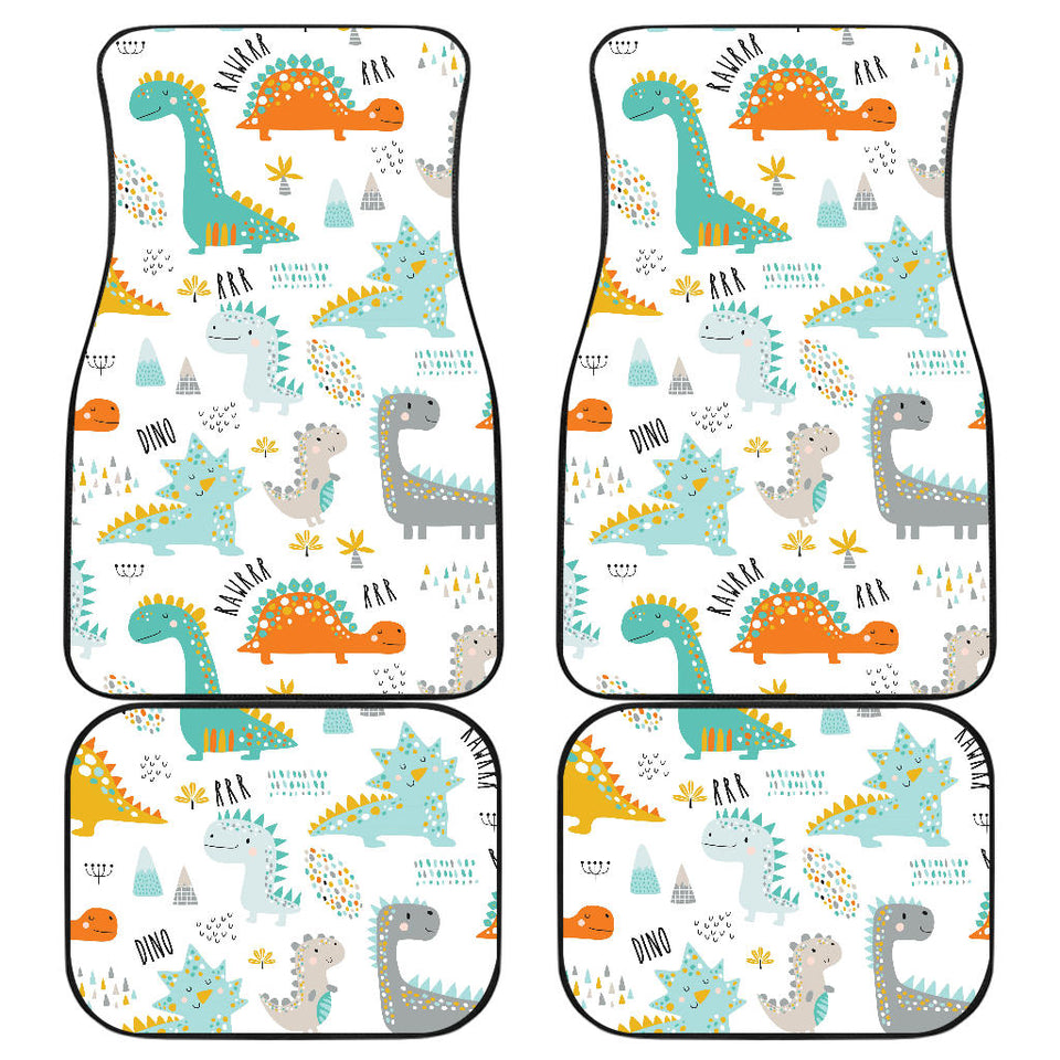Cute Funny Kids Dinosaurs Pattern Front And Back Car Mats