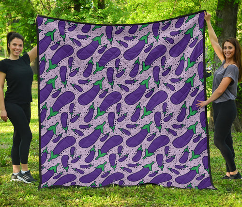 Eggplant Pattern Print Design 03 Premium Quilt