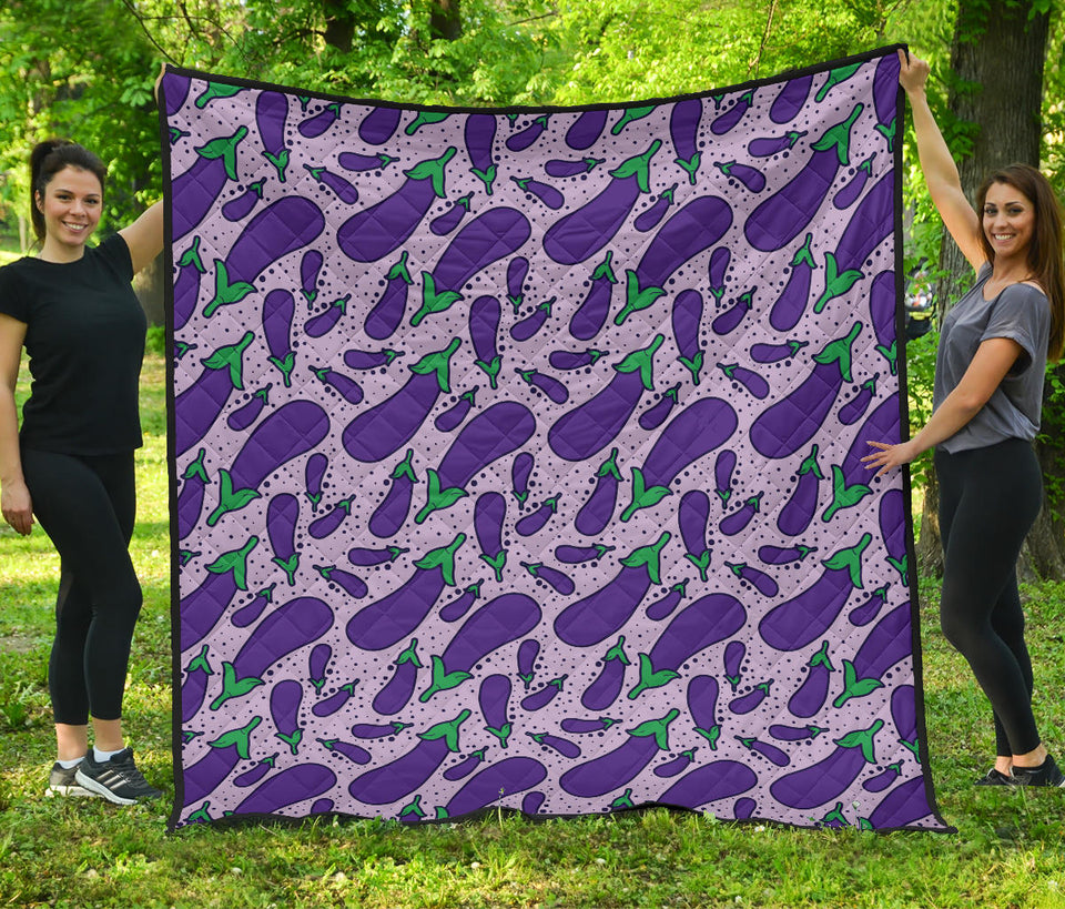Eggplant Pattern Print Design 03 Premium Quilt
