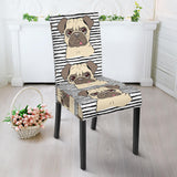Happy Pug Pattern Dining Chair Slipcover