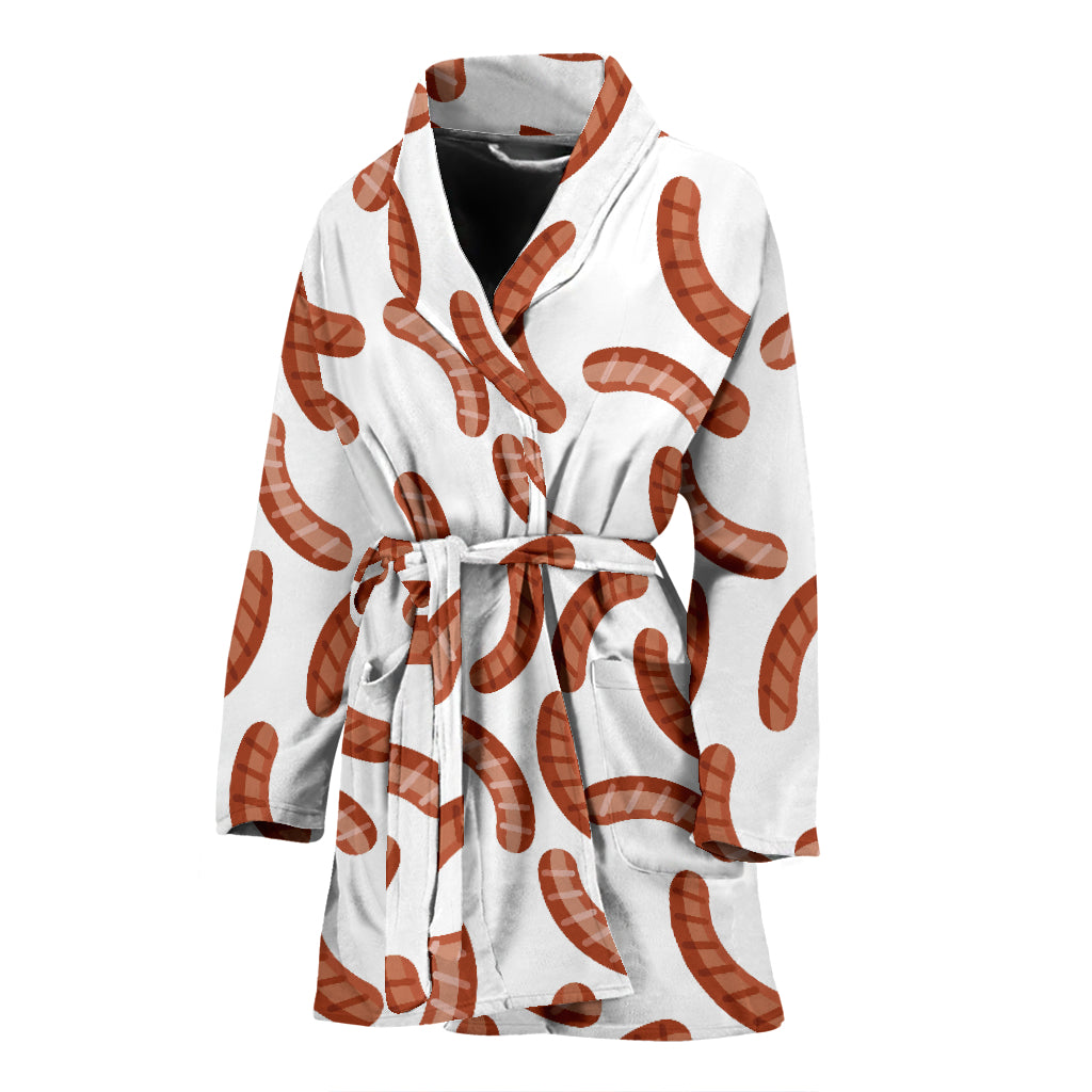 Sausage Pattern Print Design 04 Women's Bathrobe