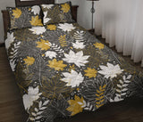 Beautiful gold autumn maple leaf pattern Quilt Bed Set