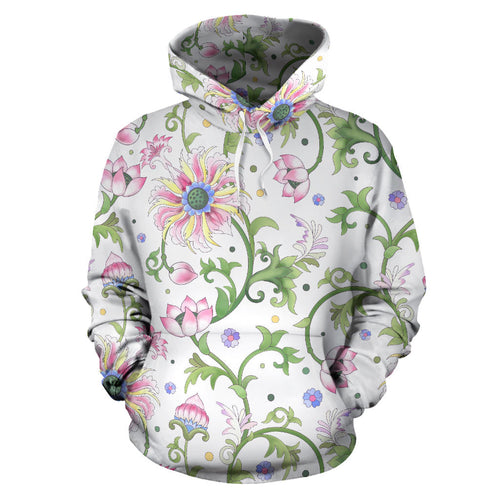 Beautiful Pink Lotus Waterlily Leaves Pattern Men Women Pullover Hoodie