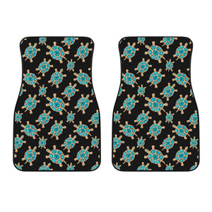 Sea Turtle Blue Stone Pattern Front Car Mats