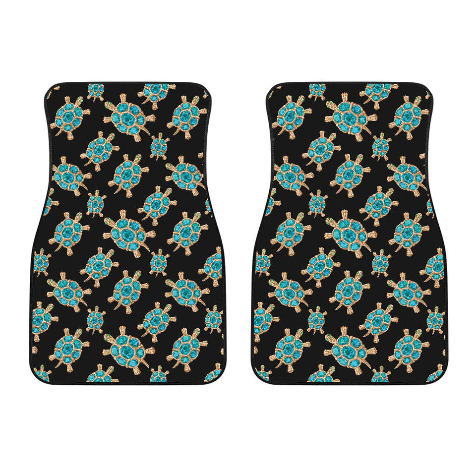 Sea Turtle Blue Stone Pattern Front Car Mats
