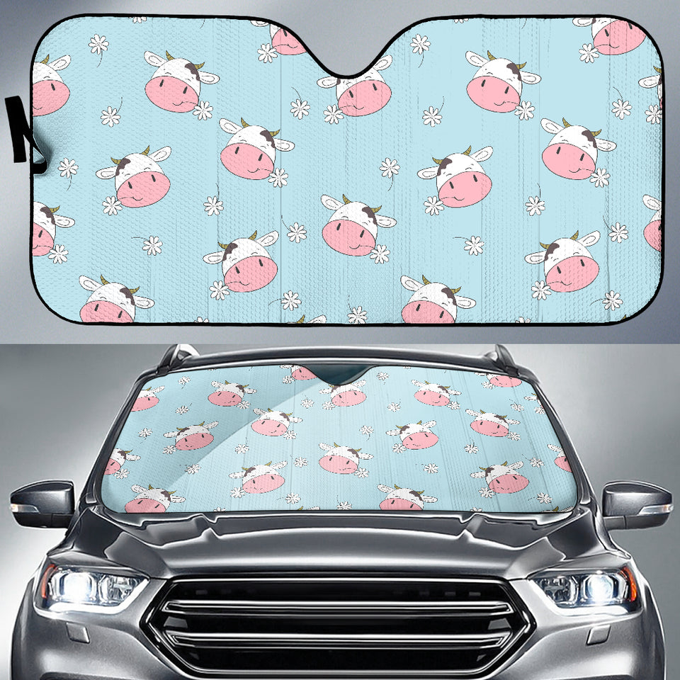 Cute Cow Flower Pattern Car Sun Shade