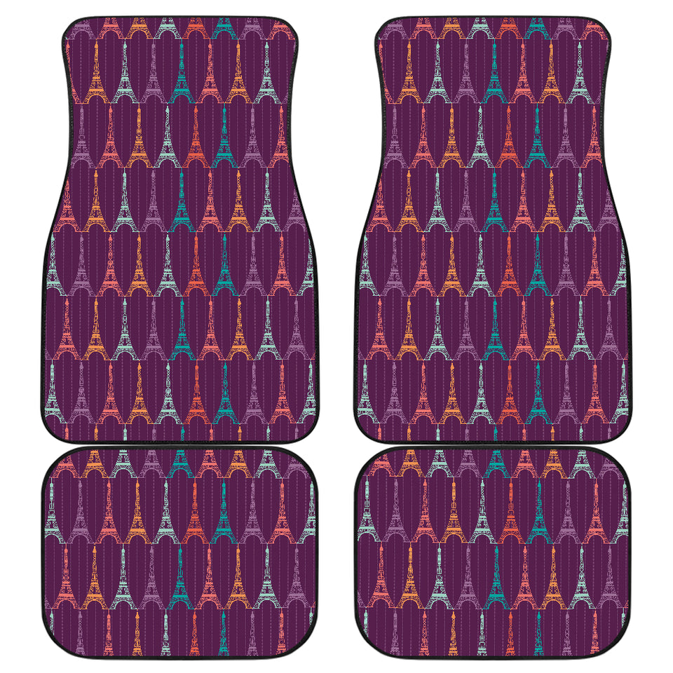 Eiffel Tower Pattern Print Design 05 Front and Back Car Mats
