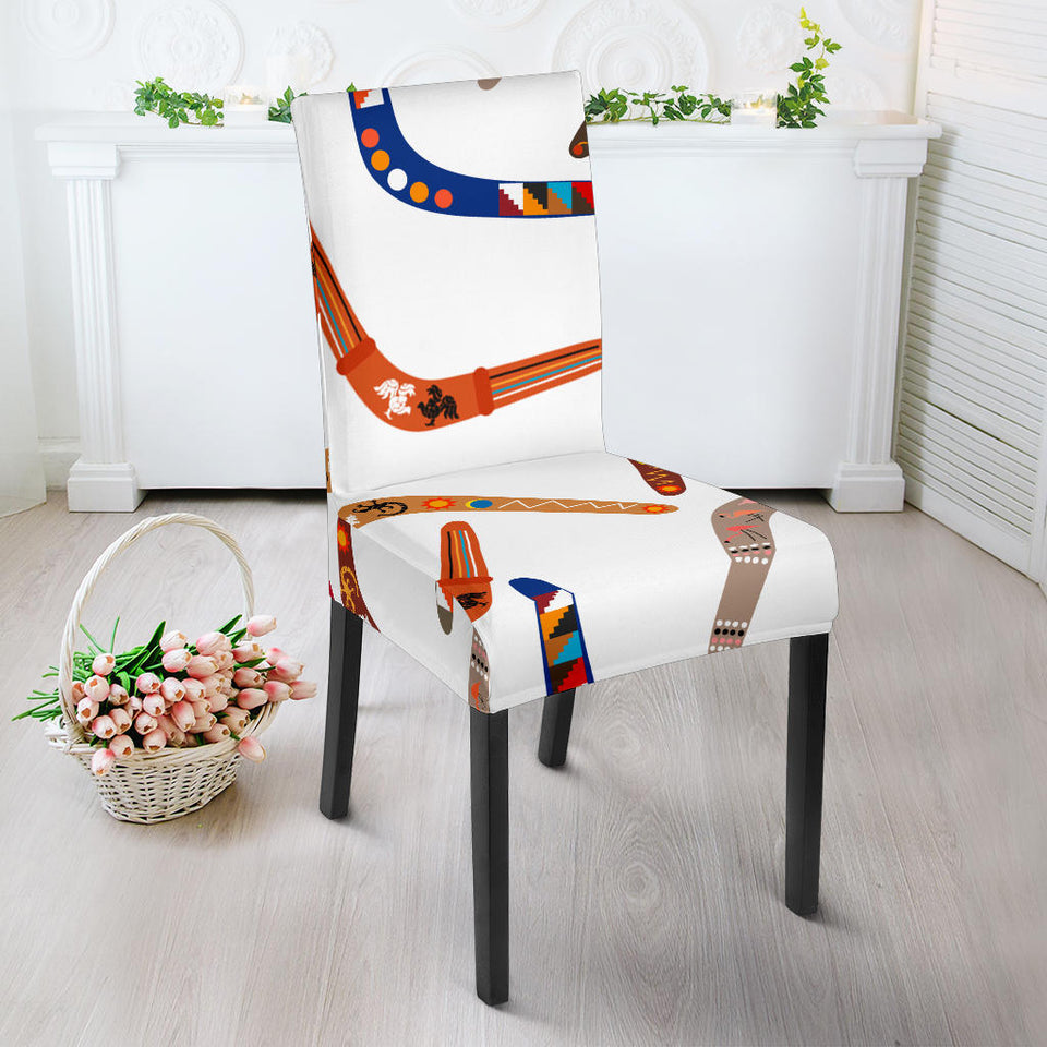 Boomerang Australian Aboriginal Ornament Pattern Dining Chair Slipcover
