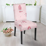 Poodle Dog Pink Color Theme Dining Chair Slipcover
