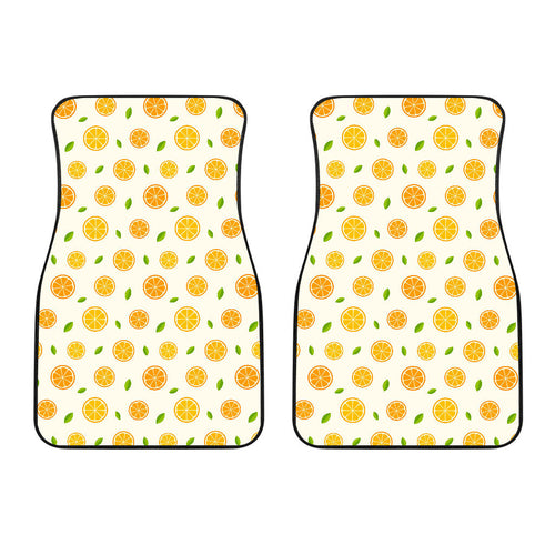 Oranges Leaves Pattern Front Car Mats