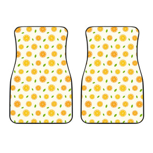 Oranges Leaves Pattern Front Car Mats