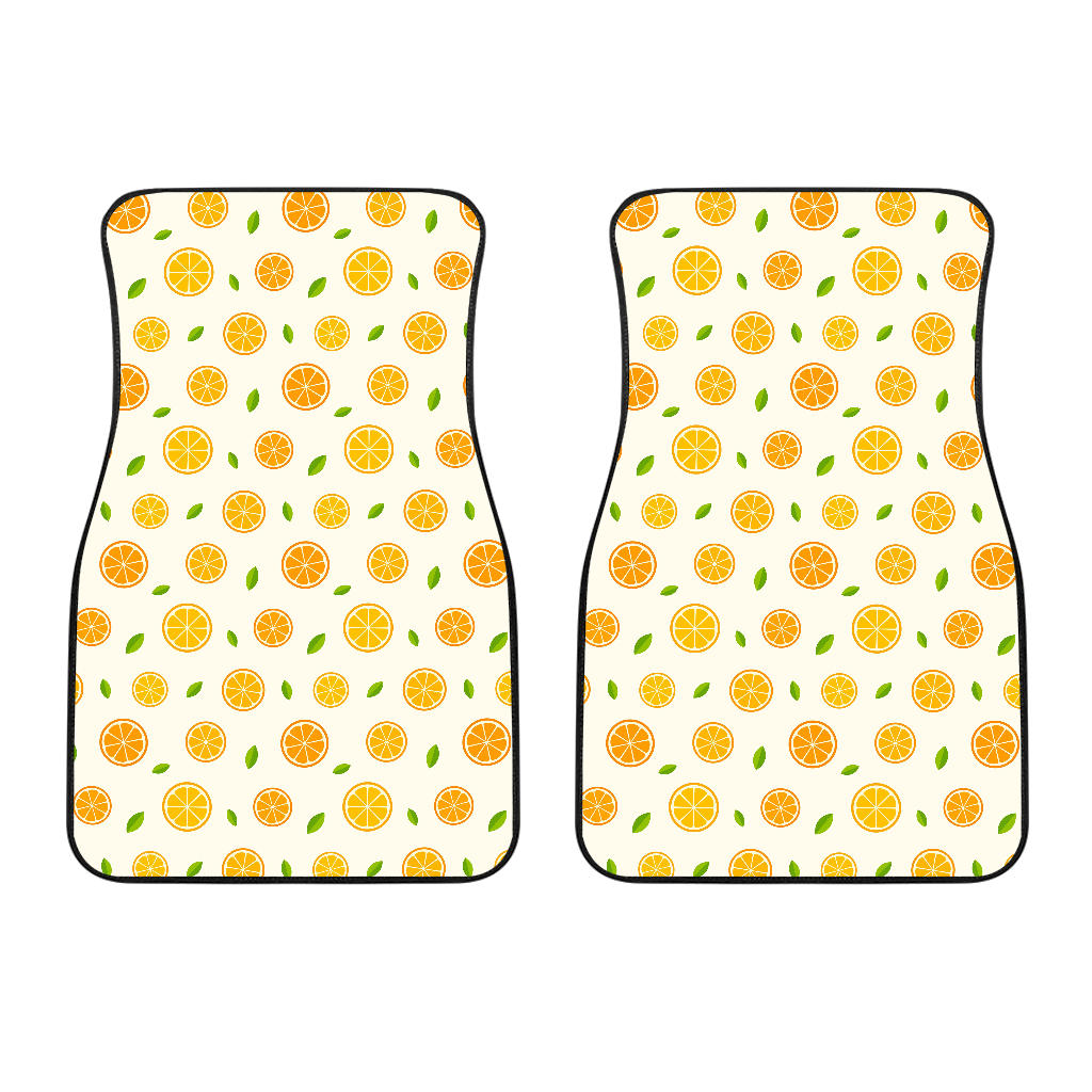 Oranges Leaves Pattern Front Car Mats